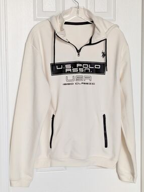 U.S. Polo Assn. Adult (Small) Cream Sweatshirt Hoodie w/Black Branding & Accents